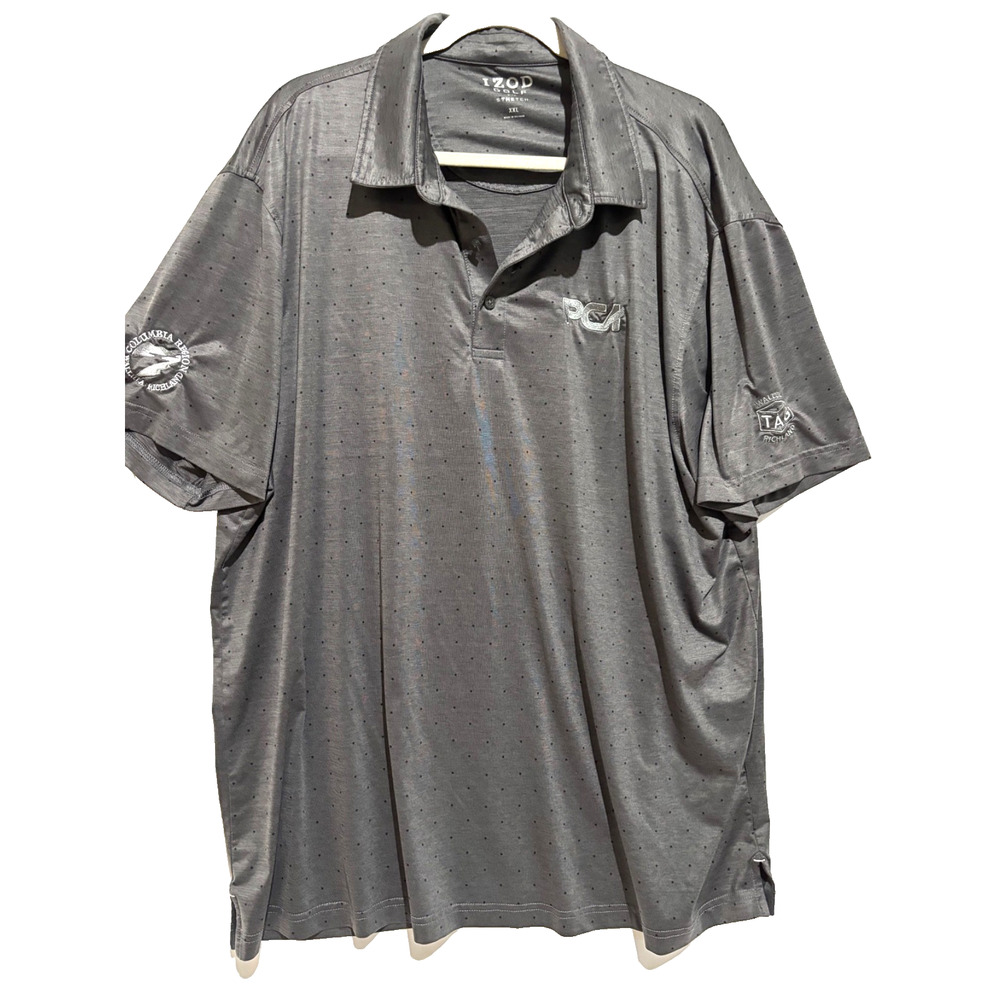 Men‎ Izod Golf Performance Black Gray Polo shirt Sz XXL Graphic PGA Richland TAG